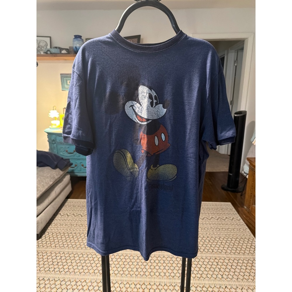 Disney Mickey Mouse ringer Graphic T Navy Blue Heathered Disneyland Mens XL